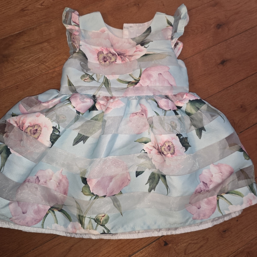 Floral Blue and Pink Kids Dress